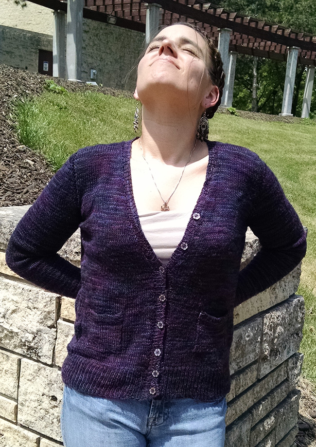 Sofia Knit Cardigan with Cabled Back Pattern front