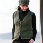 Weskit is a cabled V-neck pullover vest free knitting pattern