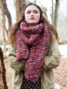 Wood Lily Bulky Garter Stitch Free Scarf Knitting Pattern