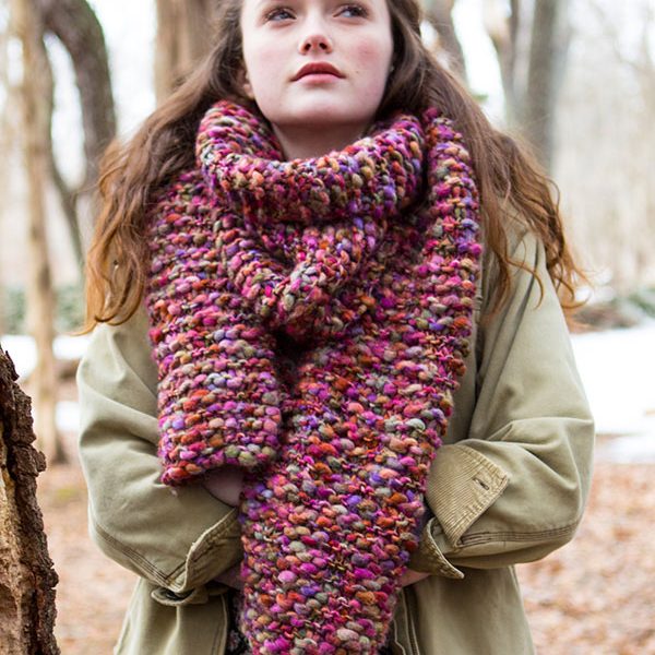 Wood Lily Bulky Garter Stitch Free Scarf Knitting Pattern