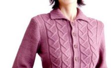 Short Jacket with Cable Motif Free Knitting Pattern