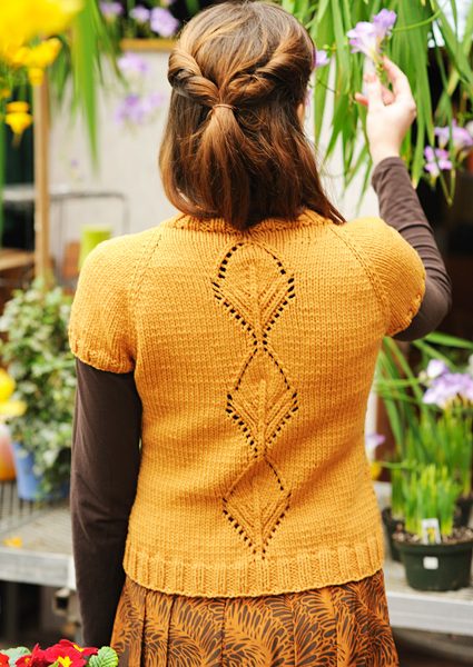 Leaflet Short Sleeves Lace Feature Knit Cardigan Pattern