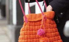 Basketweave Bag to Knit in Orange