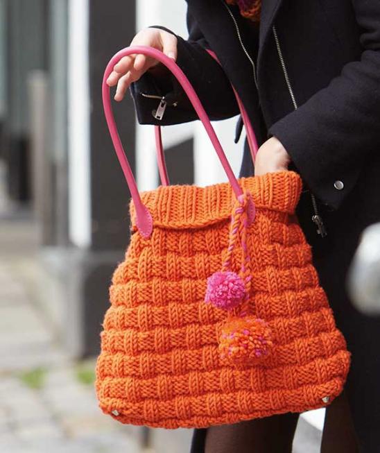 Basketweave Bag to Knit in Orange