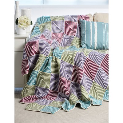 Bernat Mitered Blanket Free Easy Knit Pattern