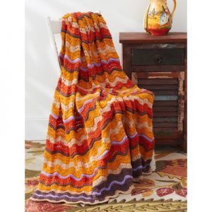 Chevron Retro Free Intermediate Afghan Knit Pattern