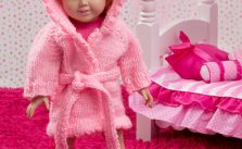 Doll Robe and Bunny Slippers Free Knit Pattern