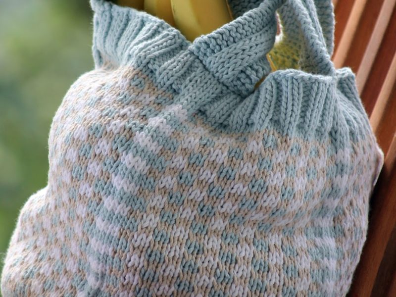 Little Check Market Bag Free Knitting Pattern