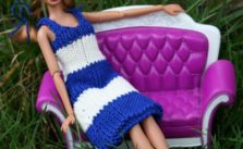 Navy dress for Barbie doll free knit pattern