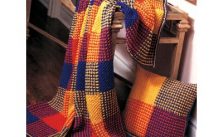 Patons Boldly Colored Plaid Afghan Free Easy Knit Pattern