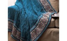 Patons Fair Isle Border Blanket and Pillow Free Easy Knit Pattern