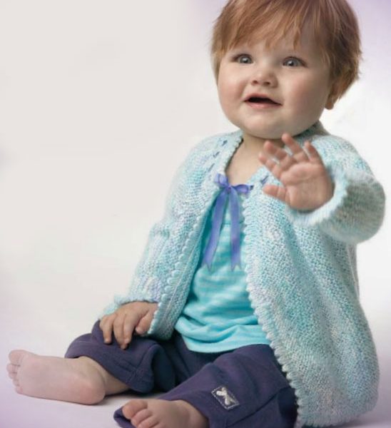 Picot edge baby jacket free knitting pattern