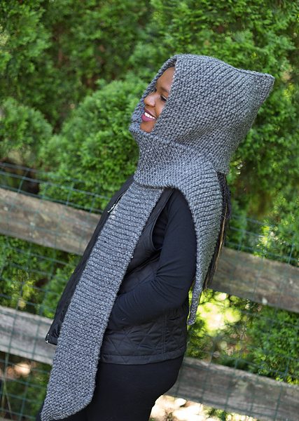 Quarry Hood Garter Stitch Scarf Free Knit Pattern