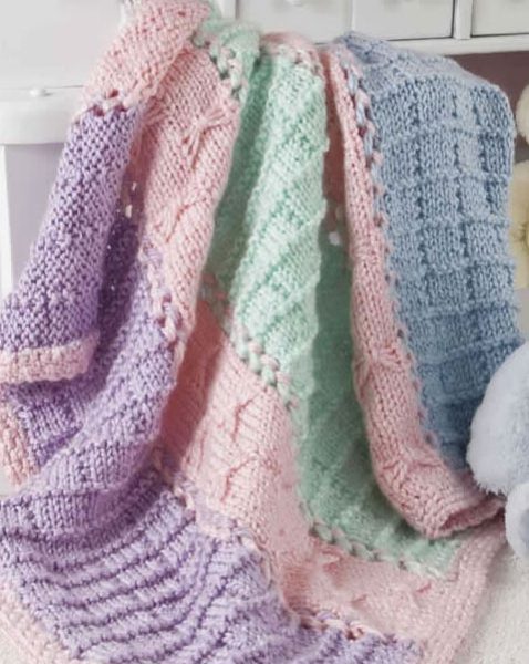 Quick knit panels and bows free baby blanket knitting pattern