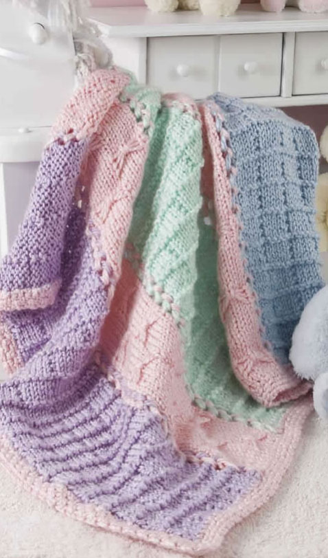 Quick knit panels and bows free baby blanket knitting pattern