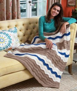 Stitch a Hug Waves Throw Free Knitting Pattern
