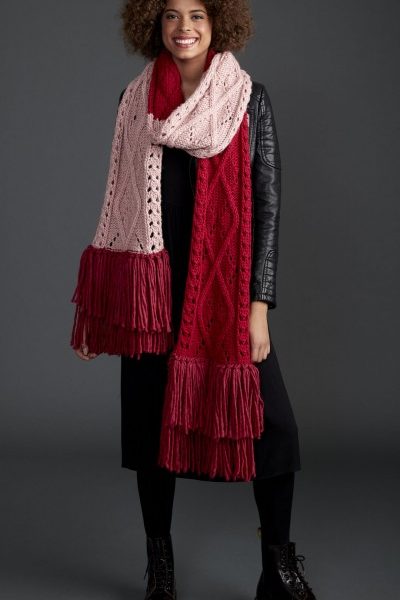 Argyle Cable Lace Knit Super Scarf