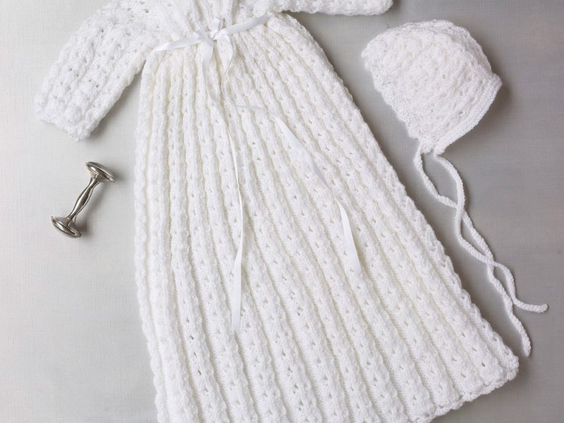 Knit Christening Gown And Bonnet Pattern