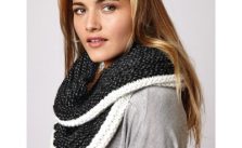 Contrast Ridged Cowl Free Easy Women’s Knit Pattern