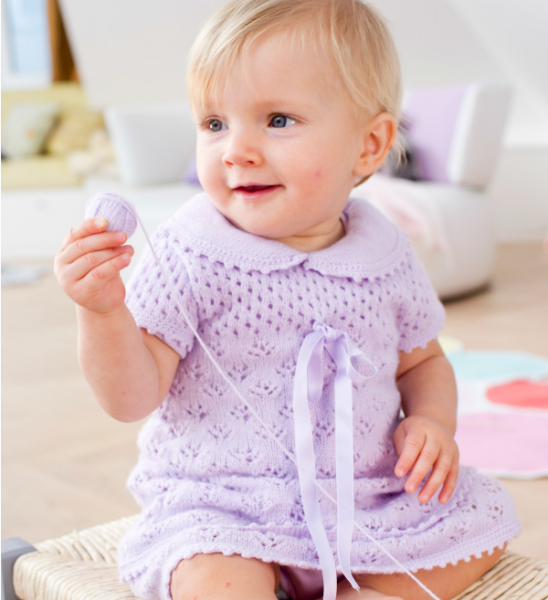 Sweet Lace Baby Dress Free Knitting Pattern