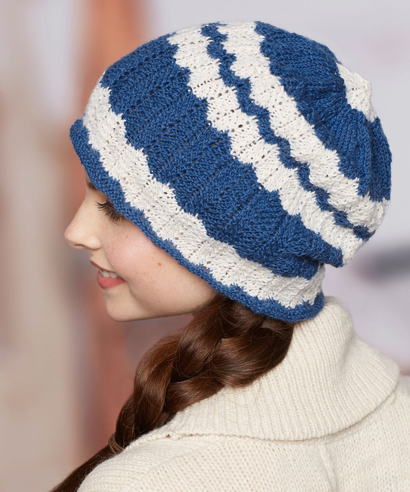 Striped beanie hat knitting pattern