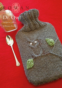 Dr. Owl hot water bottle cover free knitting pattern