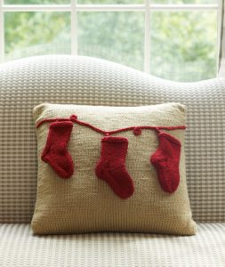Holiday Pillow with Stockings Free Knitting Pattern