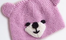 Merino 4 Ply Baby Beanie Hat with Bear Theme
