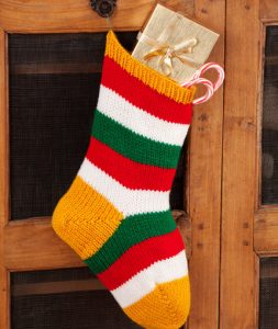 Striped Holiday Stocking Free Knit Pattern