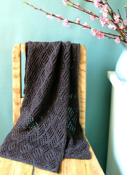 Checkered Lace Scarf Free Knitting Pattern - Gambaran