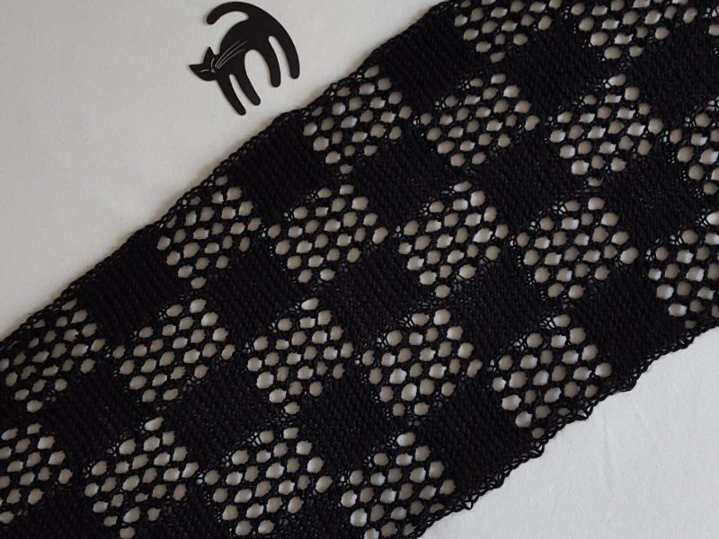 Checkered Lace Scarf Free Knitting Pattern