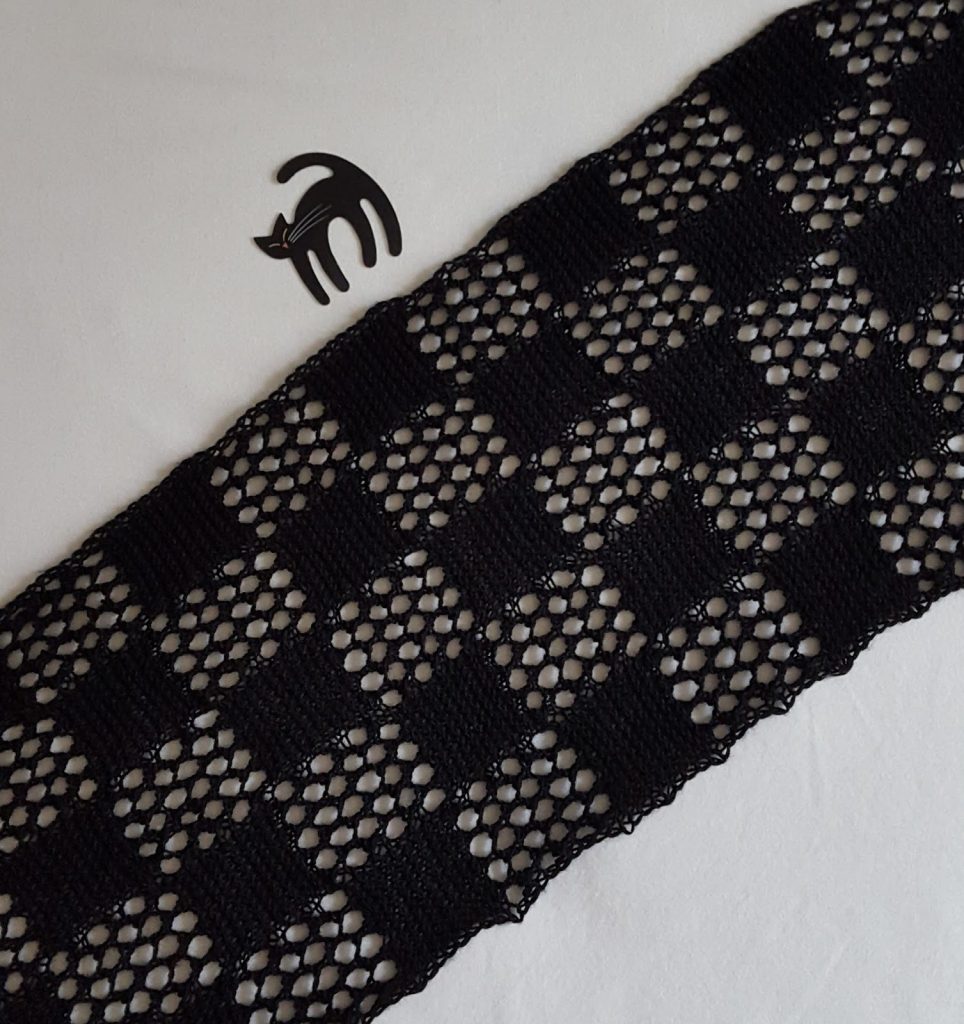 Checkered Lace Scarf Free Knitting Pattern