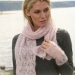 Delicate scarf and wrist warmers in lace pattern