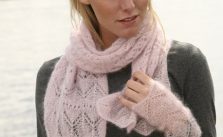 Delicate scarf and wrist warmers in lace pattern