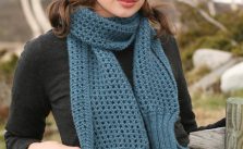 Free hat and scarf with rib and lace pattern
