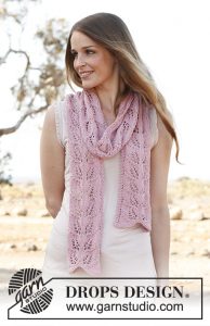 Honey rose lace leaf stitch scarf pattern knit