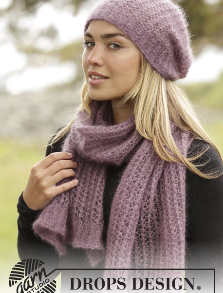 Jacinta Mesh Lace hat and Scarf Knitting Pattern Free