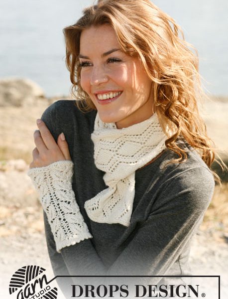 Lace Scarf and Wrist Warmers Free Knitting Pattern