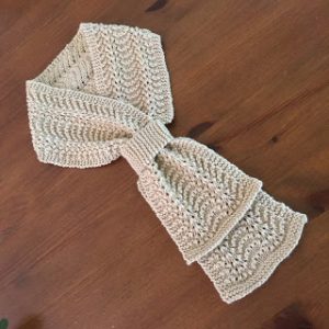 Leather Ring Feather and Fan Ripple Stitch Scarf