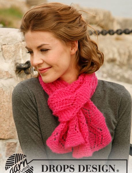 Raspberry Ripple Free Lace Scarf Knitting Pattern