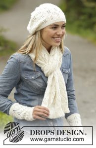 Snow Angel Free Lace Scarf, Hat and Wristwarmers Knitting Pattern