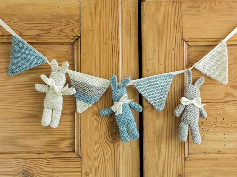 Baby Bunny and Bunting Project Free Knitting Pattern