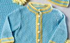 Moss Stitch Cardi and Cap Free Baby Knitting Pattern