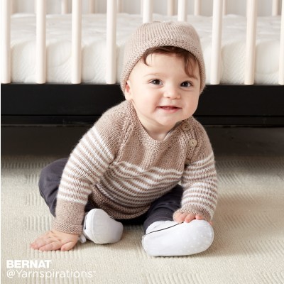 Bernat Wee Stripes Knit Pullover and Hat Free Pattern
