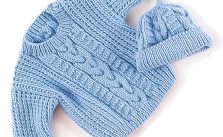Bob Cabled Sweater and Hat Free Knitting Pattern for Babies