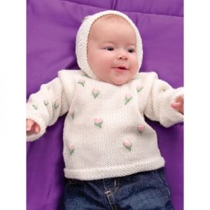 Caron Rosebud Hoodie free baby knitting pattern