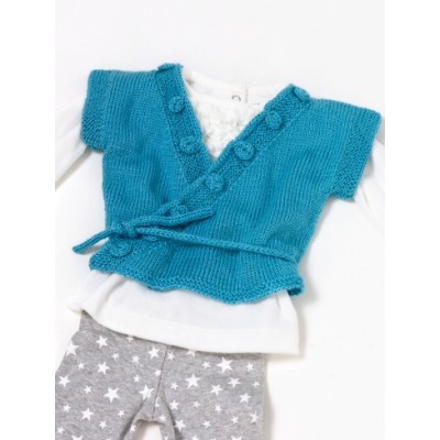 Caron Yooji Kimono Vest Free Easy Baby’s Vest Knit Pattern