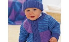 Patons Cables and Checks Set Sweater and Hat Baby Knitting Pattern