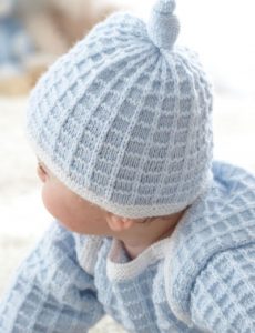 Patons Little Check Mate Set Sweater and Hat Knitting Pattern Free