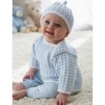 Patons Little Check Mate Set Sweater and Hat Knitting Pattern Free